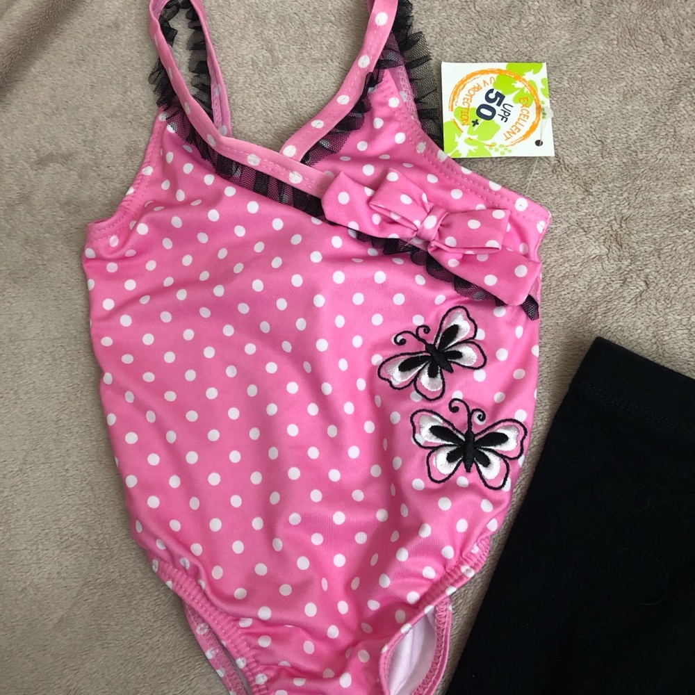 Brand NEW PENNY M PINK BATHING SUIT 2T! BUTTERFLY